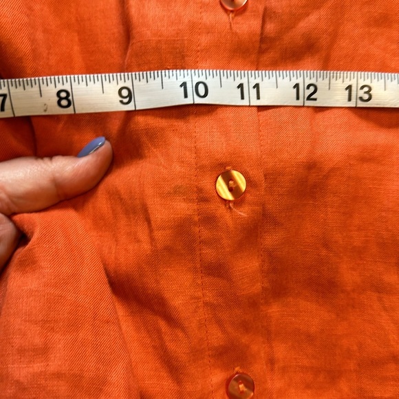Ecru Anthropologie 100% Linen Orange Tunic Blouse Button Down XL - Picture 10 of 10
